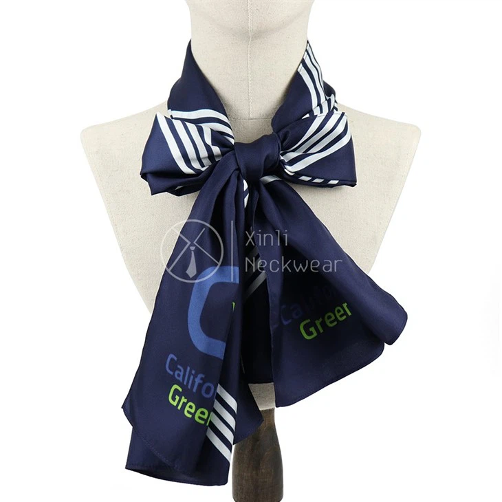 Navy Blue And White Striped Scarf