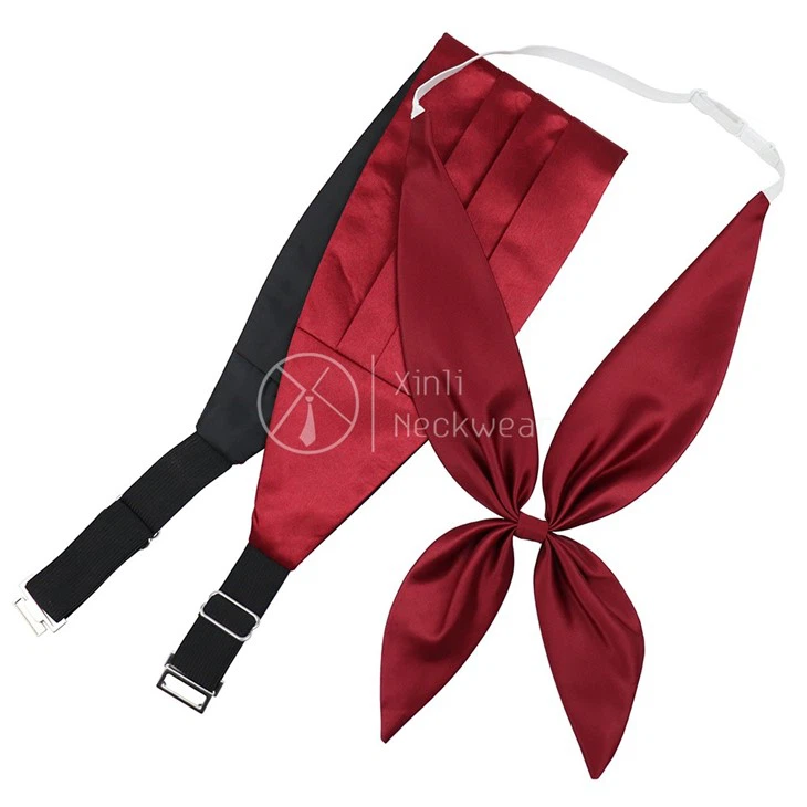Burgundy satin bow tie